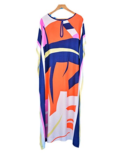 Vestido Largo de Playa Mujer Bohemia Kaftan Maxi Pareo de Algodón Verano Poncho Tuunic Etnico Foral Bikini Cover Up Sarong Traje de Baño Beachwear