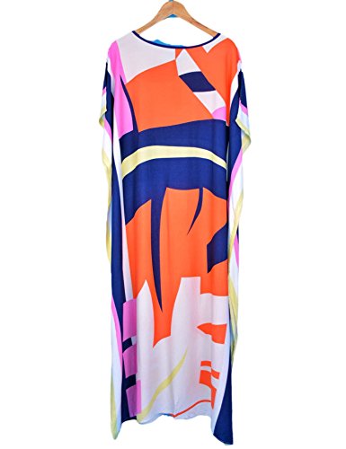 Vestido Largo de Playa Mujer Bohemia Kaftan Maxi Pareo de Algodón Verano Poncho Tuunic Etnico Foral Bikini Cover Up Sarong Traje de Baño Beachwear