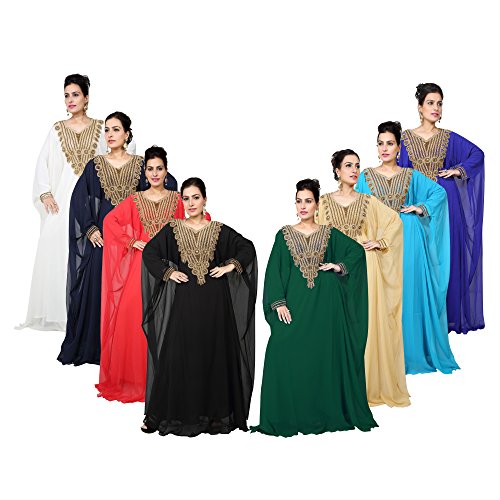 Vestido largo islámico islámico Kaftan árabe de Farasha de los hombres de los UAE Style de Bedi - tamaño único - (KAF-2940_OWHT)
