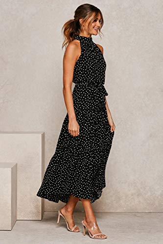 Vestido Mujer Bohemio Largo Verano Playa Fiesta Floral/Polka Dot Maxi Vestidos Cóctel Falda Larga con Cinturón Tienda Online De S