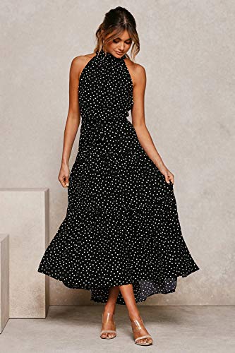 Vestido Mujer Bohemio Largo Verano Playa Fiesta Floral/Polka Dot Maxi Vestidos Cóctel Falda Larga con Cinturón Tienda Online De S