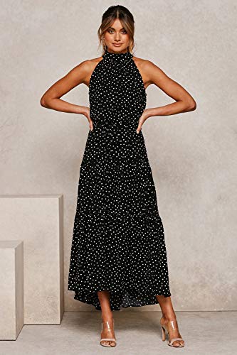 Vestido Mujer Bohemio Largo Verano Playa Fiesta Floral/Polka Dot Maxi Vestidos Cóctel Falda Larga con Cinturón Tienda Online De S