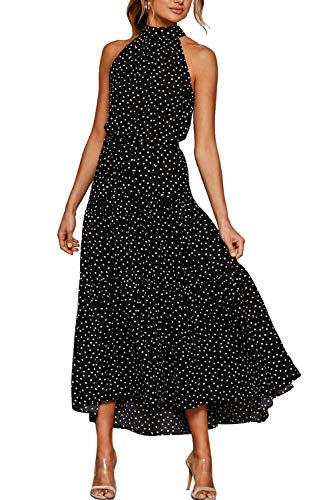 Vestido Mujer Bohemio Largo Verano Playa Fiesta Floral/Polka Dot Maxi Vestidos Cóctel Falda Larga con Cinturón Tienda Online De S