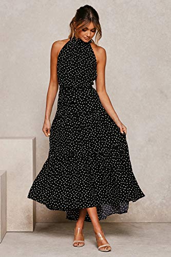 Vestido Mujer Bohemio Largo Verano Playa Fiesta Floral/Polka Dot Maxi Vestidos Cóctel Falda Larga con Cinturón Tienda Online De XL