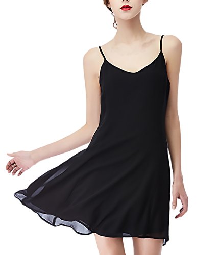 Vestido Mujer Elegantes Vestidos Cortos Verano Sin Mangas Dresses Señoras Moderno V Cuello Espalda Descubierta Vestidos Años 50 A-Lìnea Moda Casual Color Solido Vestido (Color : Negro, Size : M)