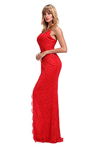 Vestido Mujer Largo - Elegante para Ceremonia y Eventos, Novia o Dama de Honor - para Fiesta Discoteca Moda Baile Model 5 Rojo L