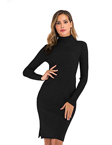 Vestido Punto Mujer Suéter Elegante para Suéter Cuello Alto Manga Larga para Mujer Pull-Over Tops Ropa Mujer Primavera Otoño Invierno Casual