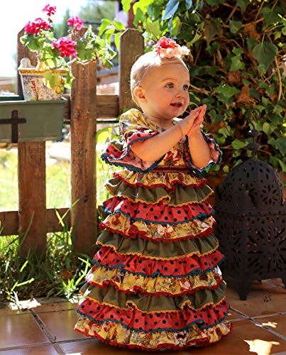 Vestido Traje Flamenca niña bebé (Desde 12 Meses hasta 24 Meses) - Modelo Remedios - Hecho a Mano - Excellent