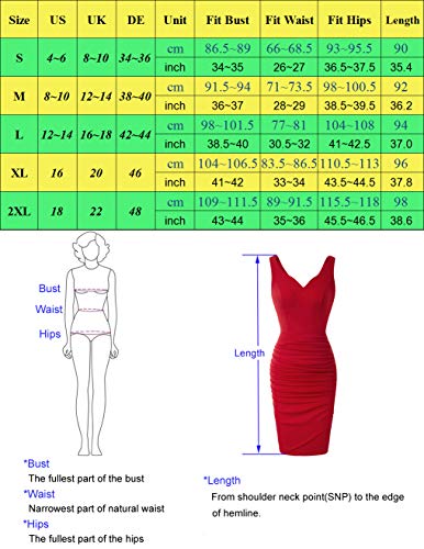 Vestido Vintage para Mujer Vestido Cóctel sin Mangas con Cuello V para Fiesta 2XL Rojo CLS02497-2