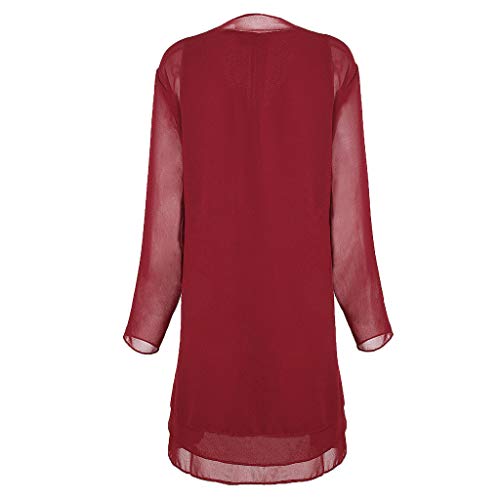 Vestidos Conjuntos ღSUNNSEANღ Chaqueta Vestidos Elegante Color Liso Casual Vestido de 2 Piezas, Manga Larga, con Paneles de Gasa Vestidos de Oficina Faldas Abrigos Mujer Blazer Vestido de Fiestas