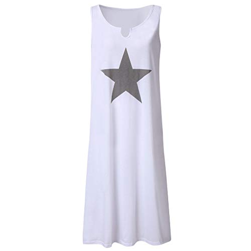 Vestidos Cortos Mujer ღSUNNSEANღ Vestidos Verano Estampado de Estrella Color Liso sin Mangas Vestidos de Chaleco Verano Playa Vestidos Casual Suave Playeros Vestidos de Verano Mini Falda
