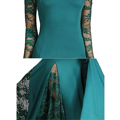 Vestidos de Baile de Salón para Mujer Conjunto de Baile de Encaje de Manga Larga Suave Vals Tango Gran Oscilación Vestidos de Competición Disfraz de Rendimiento (Color : Green, Size : XL)