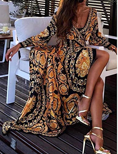 Vestidos De Cóctel Africano Bohemio De Manga Larga Abrigo De Fiesta Maxi Vestido De Mujer Amarillo S