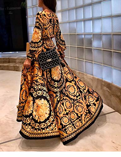 Vestidos De Cóctel Africano Bohemio De Manga Larga Abrigo De Fiesta Maxi Vestido De Mujer Amarillo S