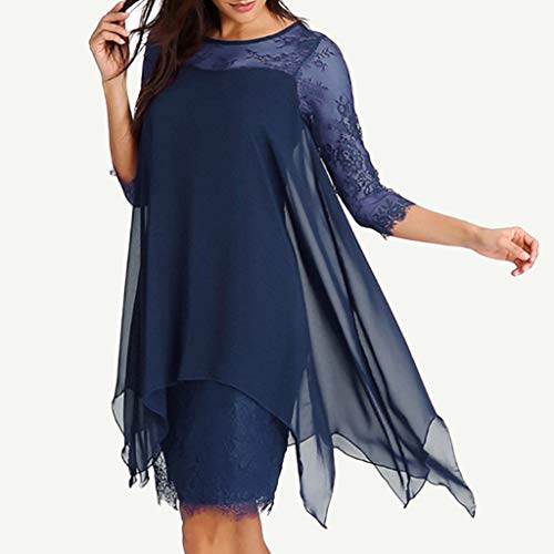 Vestidos De Fiesta Mujer Cortos Elegantes Tallas Grandes Femenina Gasa Superpuesta Manga Corta Vestido De Encaje De Gran Tamaño Falda Mujers Fiesta Noche S-5Xl