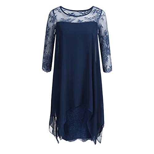 Vestidos De Fiesta Mujer Cortos Elegantes Tallas Grandes Femenina Gasa Superpuesta Manga Corta Vestido De Encaje De Gran Tamaño Falda Mujers Fiesta Noche S-5Xl
