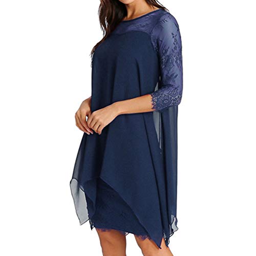 Vestidos De Fiesta Mujer Cortos Elegantes Tallas Grandes Femenina Gasa Superpuesta Manga Corta Vestido De Encaje De Gran Tamaño Falda Mujers Fiesta Noche S-5Xl