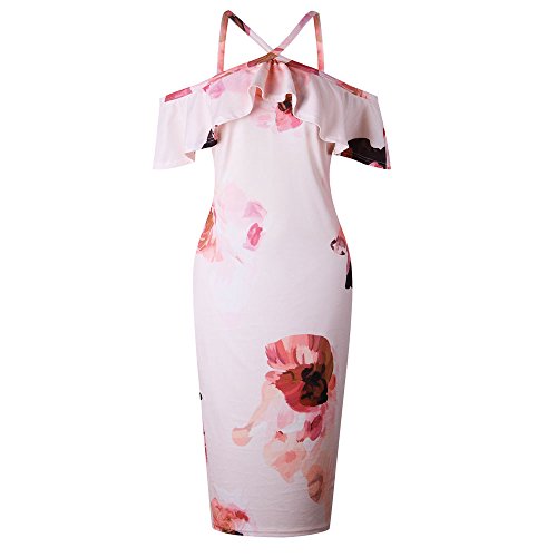 Vestidos de Mujer, ASHOP Vestido Verano 2018 Sin Mangas Casual Ajustados T-Shirt Vestido Coctel Fiesta Largo Dress Estampado Floral Boho Playa Falda Elegantes en Oferta Baratos (S, Rosado)