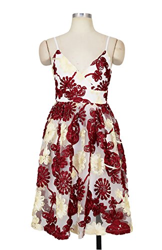 Vestidos De Mujer De Fiesta De Coctel Cortos Elegantes Sin Mangas V Cuello Cintura Alta Dresses Señoras Moderno A-Line Vestidos Años 50 Vintage Moda Flores Vestido Verano (Color : Blanco, Size : S)