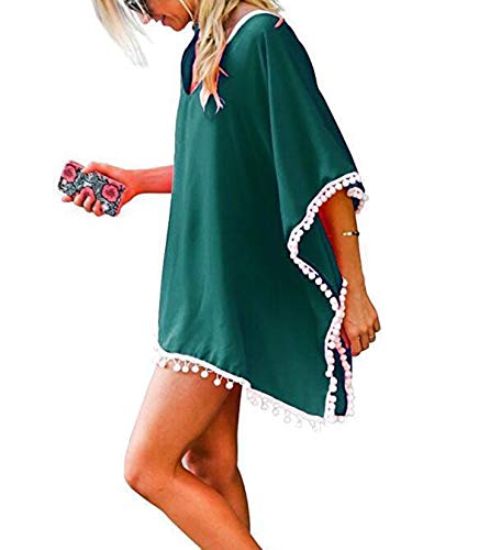 Vestidos de Playa Vestidos Pareos Playeros Mujer Kaftan Camisolas Caftanes Bluson Tunica Blusas Playa Ropa de Baño Vestido Playero Ropa de Playa Mujer Bikini Cover Up Tunicas Playera Camisola Verde