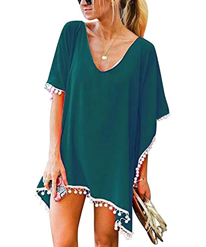 Vestidos de Playa Vestidos Pareos Playeros Mujer Kaftan Camisolas Caftanes Bluson Tunica Blusas Playa Ropa de Baño Vestido Playero Ropa de Playa Mujer Bikini Cover Up Tunicas Playera Camisola Verde