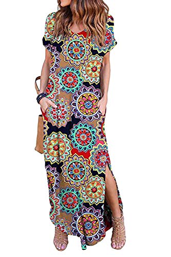 Vestidos Mujer Casual Playa Largos Verano Floral Vestido Boho Hendidura Falda Larga Maxi Vestido Playeros Monofloral y L