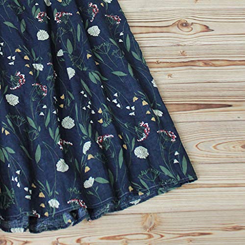 Vestidos Mujer Verano 2019 Nuevo SHOBDW Cuello Redondo Sin Mangas Camisole Suave Elegant Boho Floral Vestidos Playeros Mujer Casual Suelto Vestidos Mujer Largos Talla Grande(Armada,5XL)