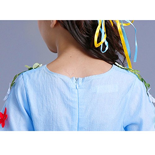 Vestidos para Bebé Niñas - Princesa Largos Vestido de Encaje Elegante Ropa de Fiesta/Noche/Bodas Mangas Largas Invierno Otoño Vestir Azul Claro/160