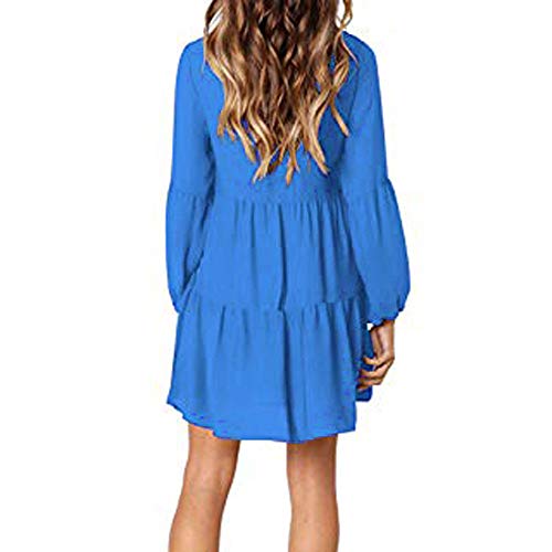 Vestidos Sexy Mujer de Fiesta Elegante Corto POLP Rojo Mini Faldas Mujer Sexy Vestido de Fiesta Talla Grande Escote en V Manga Larga Vestir Ropa Falda Verano Primavera S-XL