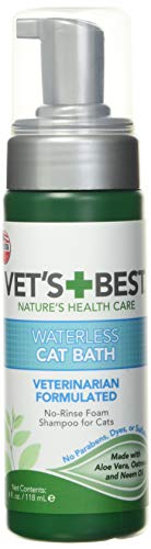 Vet's Best Baño para Gatos sin Agua | Champú seco sin Enjuague para Gatos | Fórmula Natural | 4 oz