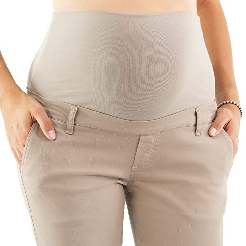 Viareggio - Pantalones De Maternidad Clásicos y Casual, Pantalón Chino para Mujer - Made in Italy (44, Beige)