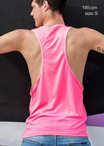 Vibrha Camiseta Deportiva Sin Mangas Flúor De Hombre - Camiseta De Tirantes Bodybuilding Gym Fitness (Negro, L)