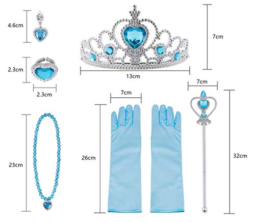 Vicloon 9Pcs Upgrade Princesa Vestir Accesorios - Peluca/Corona/Sceptre/Anillo /Pendientes/Collar/Guantes (B) para Carnaval