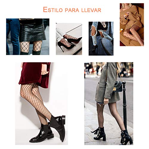 VicSec Liguero Bodies Autoadhesivas Ultra Fina Encaje Calcetines Fishnet Mallas Liga Suspender Lencería Medias Sexy-4 Diseños Opcionales (Set-3)