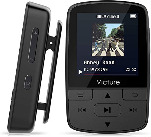 Victure Reproductor MP3 Bluetooth Clip Running Reproductor de Música para el Deporte FM Radio Podometro E-book Auriculares Soporte SD USB TF hasta 128 GB Tarjeta