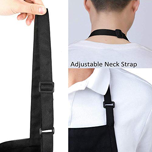 Viedouce 2 Piezas Delantales Impermeables Ajustables del Cocinero con Bolsillo Cocina Delantale de Cocina para Mujeres Hombres,Delantal Chefs Cocina para Cocinar/Hornear (Negro)