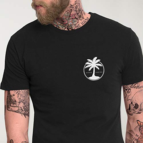VIENTO Coco Surf Camiseta para Hombre (Negro, L)