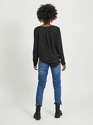 Vila Clothes Vilucy L/s Shirt-Noos Blusa, Negro (Black Black), 34 (Talla del Fabricante: X-Small) para Mujer