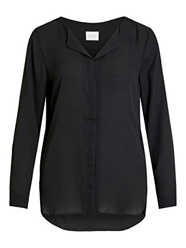 Vila Clothes Vilucy L/s Shirt-Noos Blusa, Negro (Black Black), 34 (Talla del Fabricante: X-Small) para Mujer