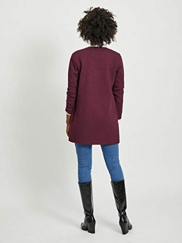 Vila Clothes Vinaja New Long Jacket-Noos Abrigo, Rojo (Winetasting Winetasting), 36 (Talla del Fabricante: X-Small) para Mujer