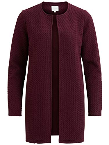 Vila Clothes Vinaja New Long Jacket-Noos Abrigo, Rojo (Winetasting Winetasting), 36 (Talla del Fabricante: X-Small) para Mujer