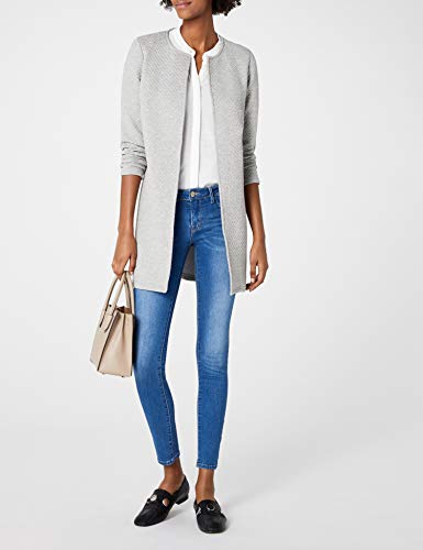 VILA CLOTHES VINAJA NEW LONG JACKET - NOOS, Chaqueta de traje Mujer, Gris (Light Grey Melange), 38 (Talla del fabricante: Medium)