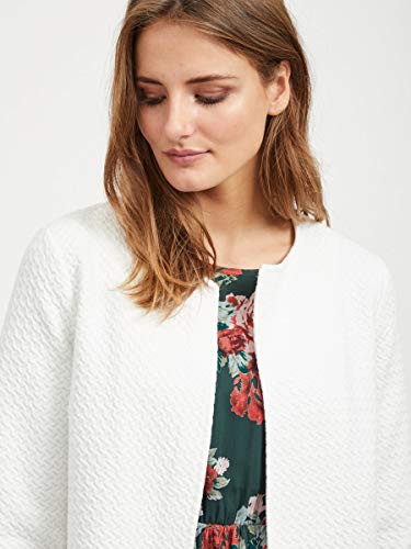 Vila Clothes Vinaja New Long Jacket-Noos Chaqueta Punto, Blanco (Snow White Snow White), 34 (Talla del Fabricante: X-Small) para Mujer