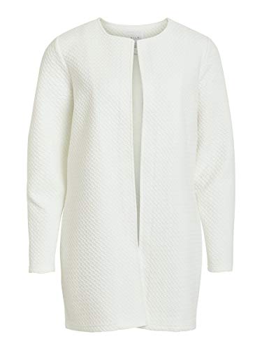 Vila Clothes Vinaja New Long Jacket-Noos Chaqueta Punto, Blanco (Snow White Snow White), 34 (Talla del Fabricante: X-Small) para Mujer