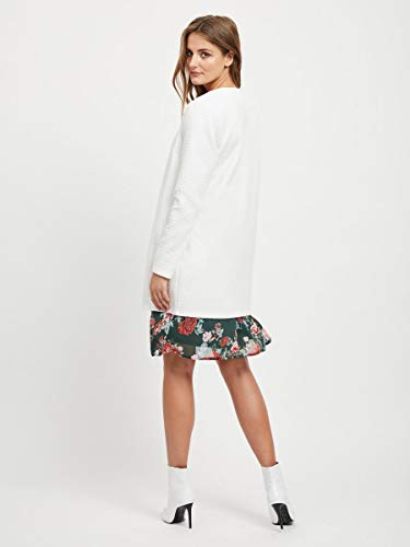 Vila Clothes Vinaja New Long Jacket-Noos Chaqueta Punto, Blanco (Snow White Snow White), 34 (Talla del Fabricante: X-Small) para Mujer