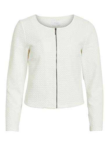 Vila Clothes Vinaja New Short Jacket-Noos Chaqueta de Traje, Blanco (Snow White Snow White), 40 (Talla del Fabricante: Large) para Mujer