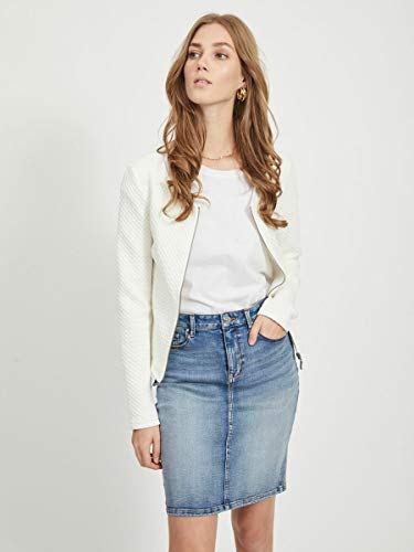 Vila Clothes Vinaja New Short Jacket-Noos Chaqueta de Traje, Blanco (Snow White Snow White), 40 (Talla del Fabricante: Large) para Mujer