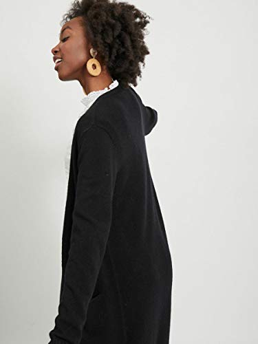Vila Clothes Viril L/s Long Knit Cardigan-Noos Chaqueta Punto, Negro (Black), 40 (Talla del Fabricante: Large) para Mujer