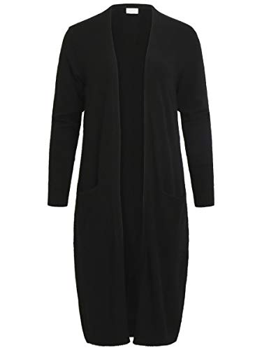 Vila Clothes Viril L/s Long Knit Cardigan-Noos Chaqueta Punto, Negro (Black), 40 (Talla del Fabricante: Large) para Mujer