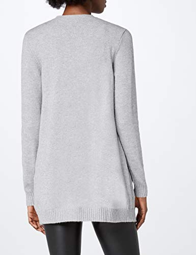 Vila Clothes Viril L/s Open Knit Cardigan-Noos Chaqueta Punto, Gris (Light Grey Melange), 40 (Talla del Fabricante: Large) para Mujer